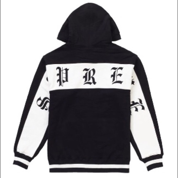 supreme black and white striped hoodie